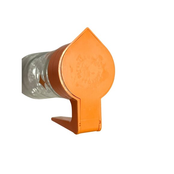 Vintage Anchor Hocking Juice Pitcher 1 Qt MCM Atomic Starburst Orange Lid Used - Picture 13 of 14